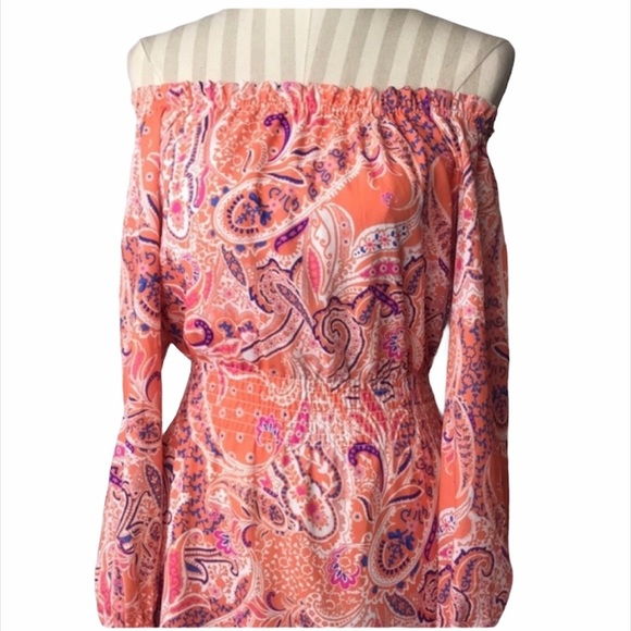 Cynthia Rowley Off-The-Shoulder Paisley Dress Size 0 - Picture 3 of 8